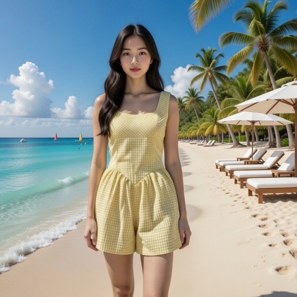 Fashion Nova Dresses & Skirts - Fashion Nova Yellow Gingham Romper